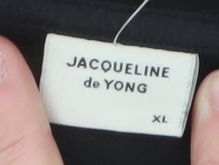Jacqueline de Yong Women's Black XL Long Overcoat