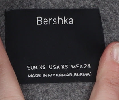 Bershka Women Grey Wool Blend Long Overcoat Size 6 Excellent