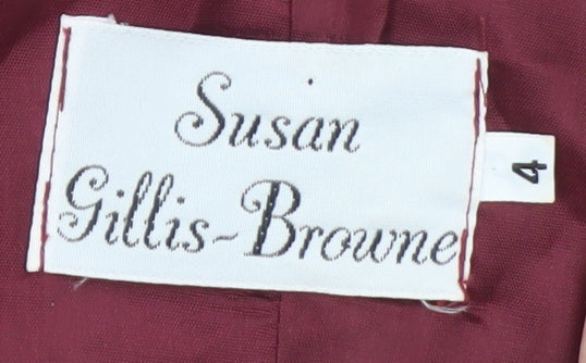 Susan Gillis-Browne Women Red Velvet Bodycon Dress Size 4 Knee Length