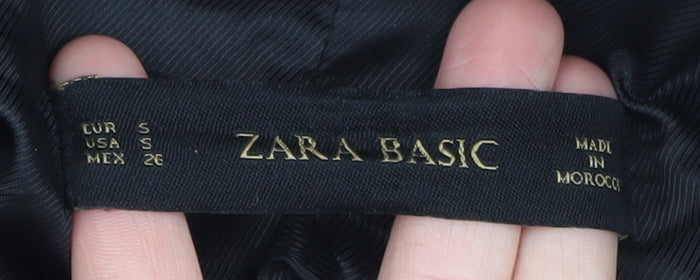 Zara Women Black Wool Blend Mid-Length Overcoat Size S