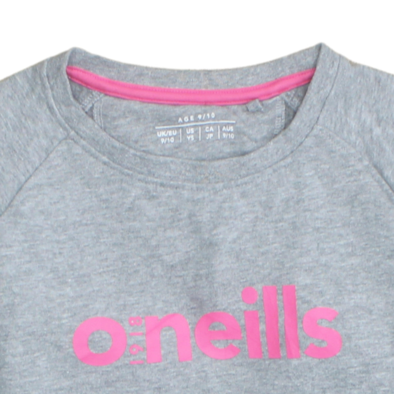 O'Neills Girls Grey Pullover Sweatshirt 9-10 Years Logo Crew Neck