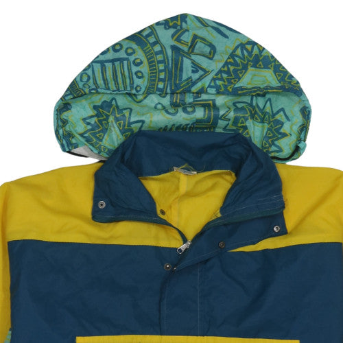 Decathlon Men’s Blue Yellow 90s Retro Hooded Anorak Jacket Size M