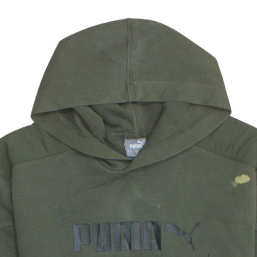 Puma Men's Green Pullover Hoodie M Fleece Logo Sportswear