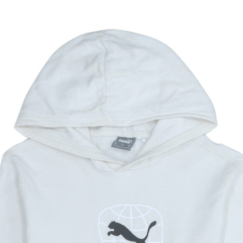 Puma Men’s White XS Pullover Hoodie with Logo Print