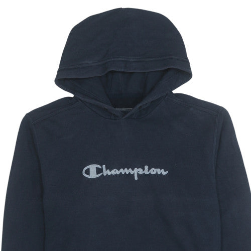 Champion Womens Navy Blue Pullover Hoodie Size M Logo Print Cotton