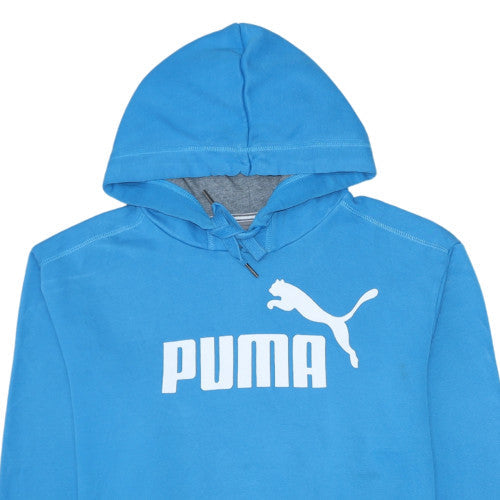 Puma Men's Blue Pullover Hoodie L Graphic Logo Fleece Sportswear