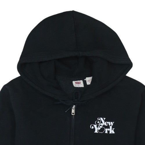 Levi's Womens Black Full Zip Hoodie Small New York Graphic Sweatshirt