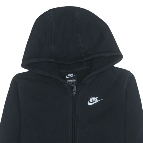 Nike Boys Black Full Zip Hoodie XL 158-170cm Fleece Lined Sweatshirt