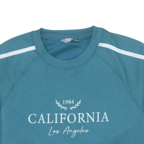 Nutmeg Women Teal California 1984 Los Angeles Pullover Sweatshirt Size 16