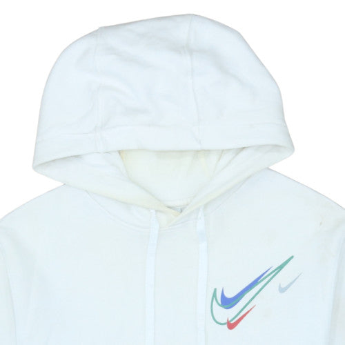 Nike Men's White Pullover Hoodie Small Fleece Logo Sportswear