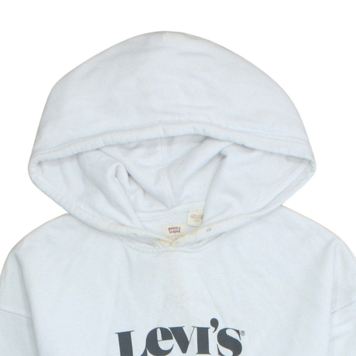 Levi's Men's White Pullover Hoodie M Relaxed Fit Logo Fleece