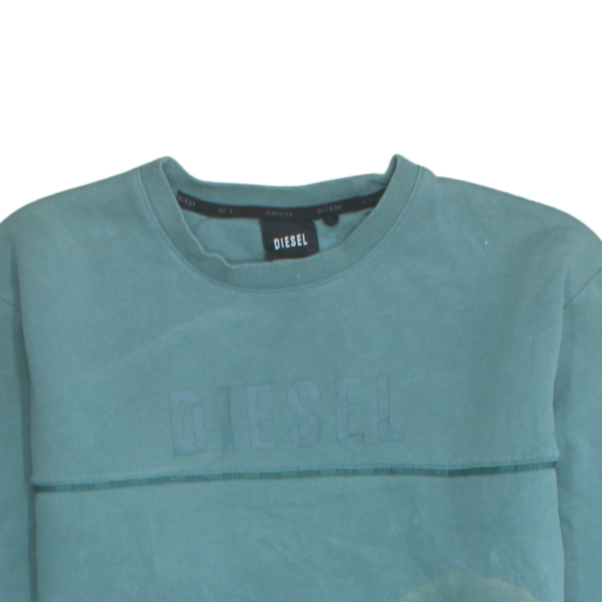 Diesel Mens Green Small Pullover Logo Crew Neck Sweatshirt