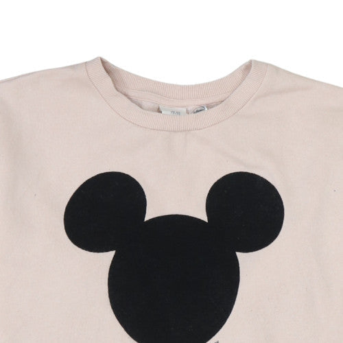 H&M Disney Women Beige Sweatshirt Mickey Mouse Motif Size 14