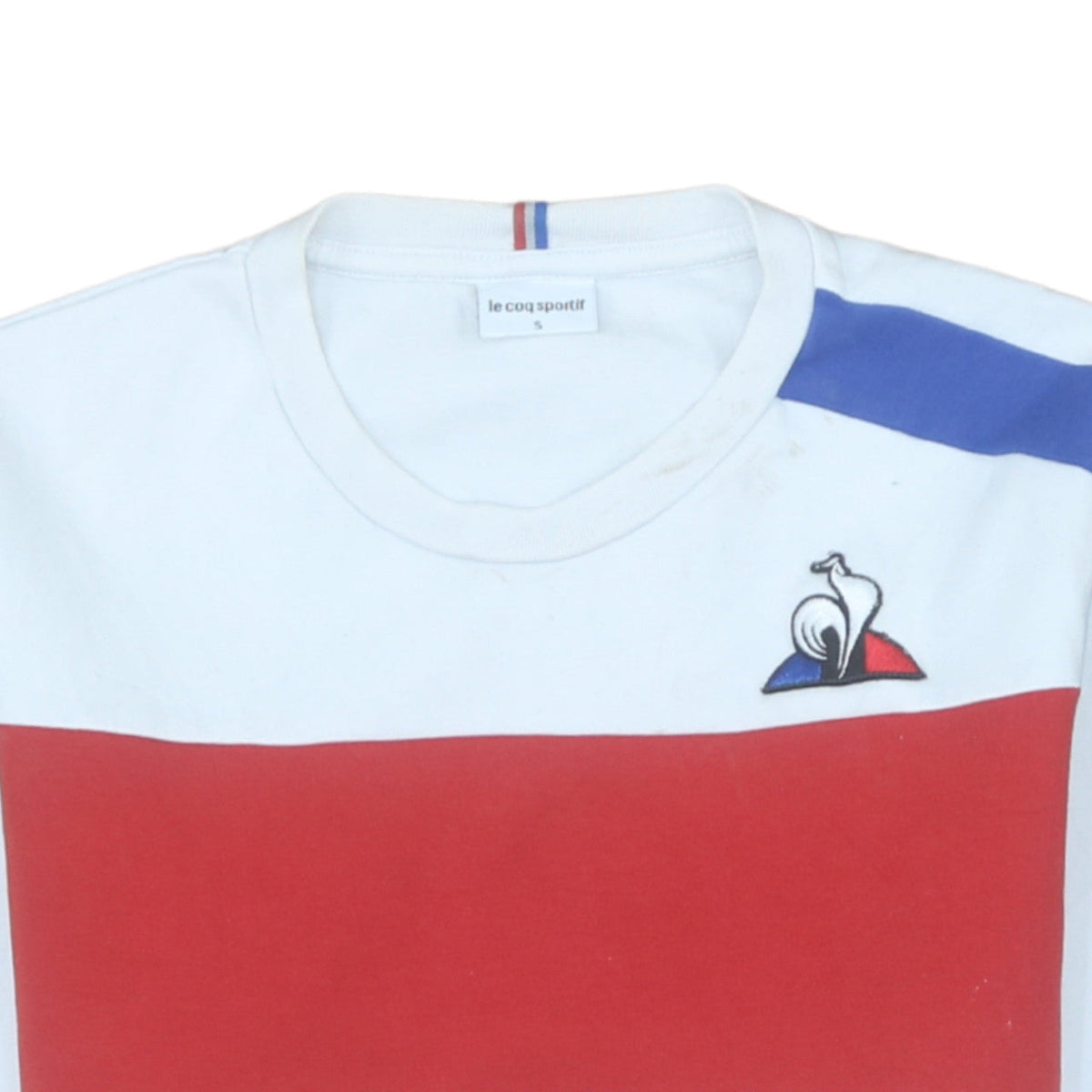 Le Coq Sportif Mens White Red Blue Logo Sweatshirt Size S