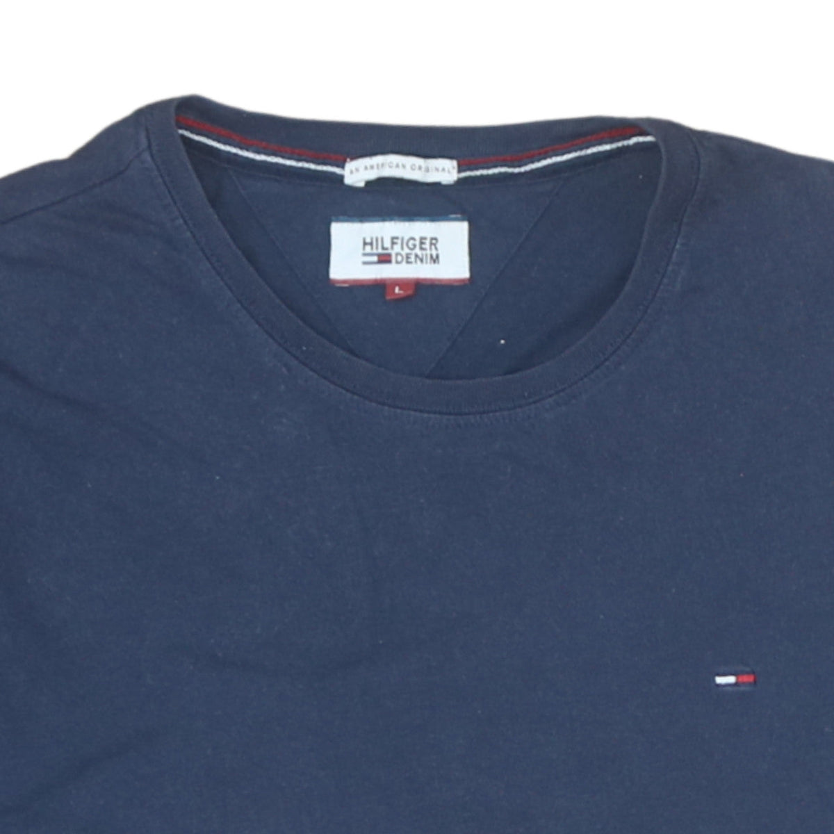 Hilfiger Denim Men's Navy Blue Crew Neck Cotton T-Shirt Size L
