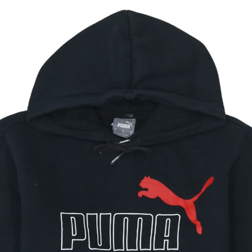 Puma Womens Black XS Pullover Hoodie with Red Logo