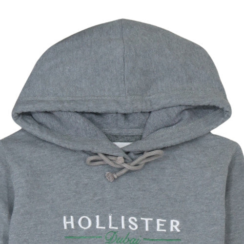 Hollister Men's Grey Pullover Hoodie L Dubai Embroidered Logo Jumper