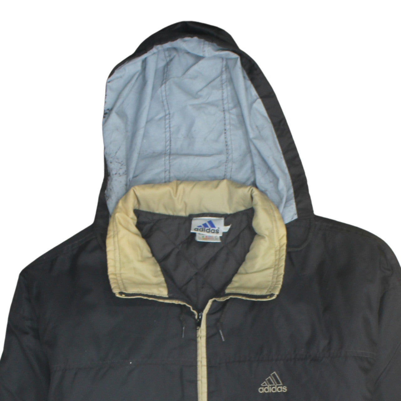 Adidas Womens Black Hooded Puffer Jacket Size L Lightweight Winter Coat