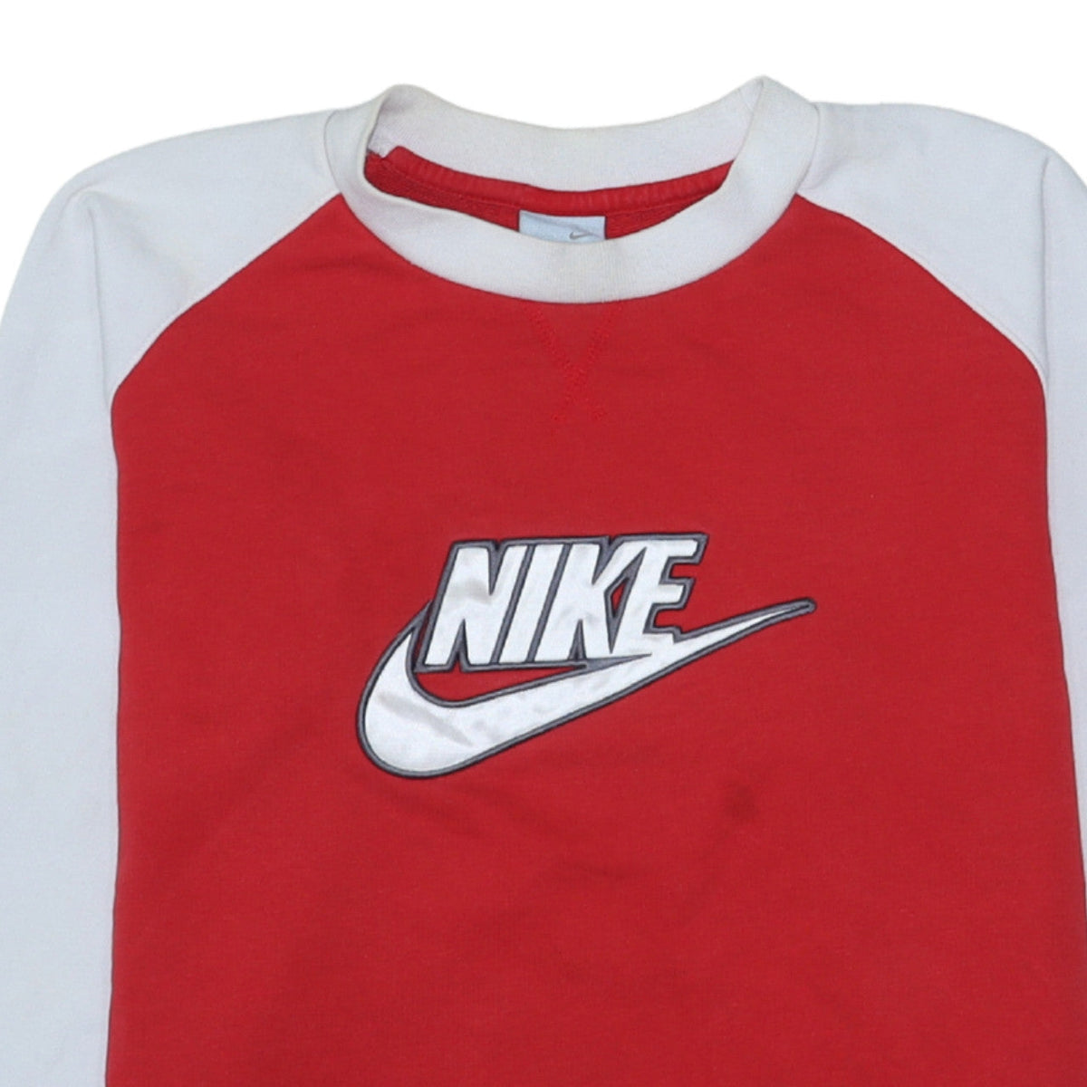 Nike Boys Red White Pullover Sweatshirt L 13-14 Years Crew Neck Logo