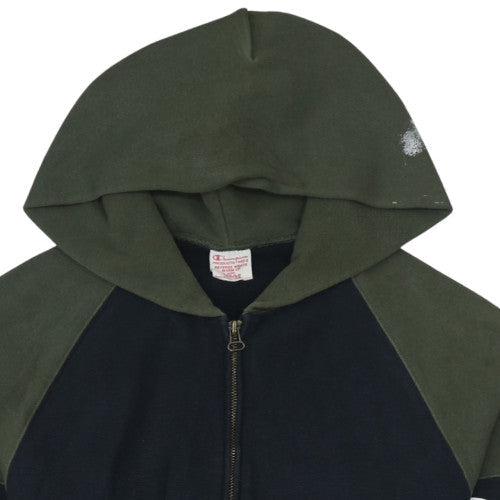 Champion Men's Green & Black Full Zip Logo Hoodie Size L