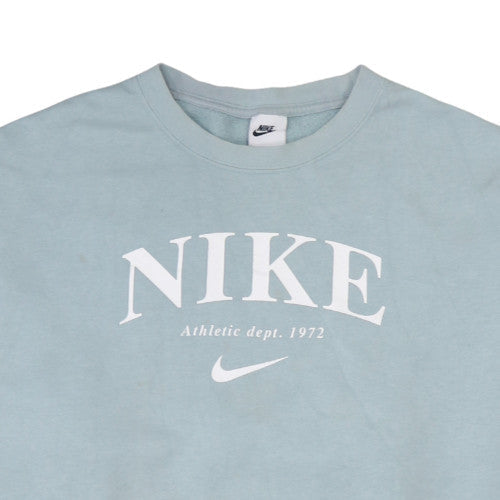 Nike Womens Blue Pullover Sweatshirt Small Crew Neck Logo Print