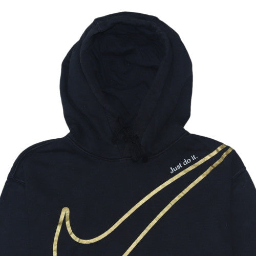 Nike Women's Black Gold Swoosh Pullover Hoodie M