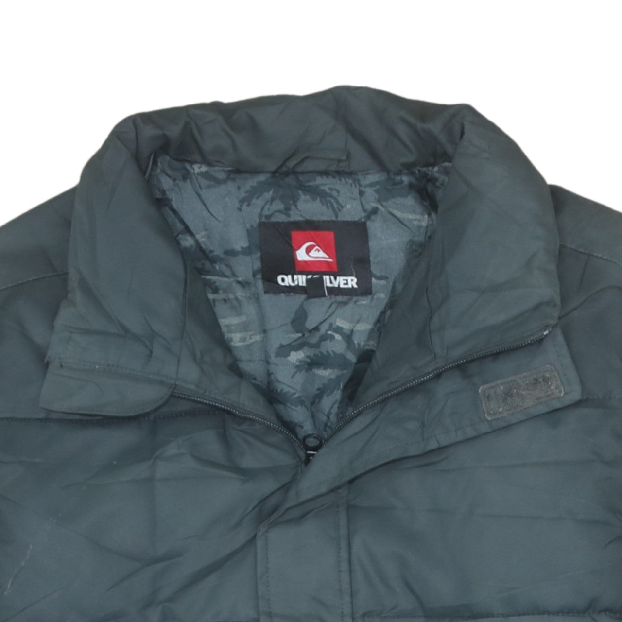 Quiksilver Women’s Grey Puffer Jacket Size 14 Hooded Mid-Length
