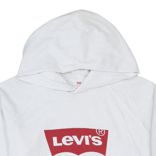 Levi's Men's White Pullover Hoodie M Logo Fleece Sweatshirt