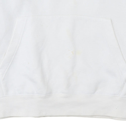 Nike Men White Pullover Hoodie L Fleece Logo Sweatshirt