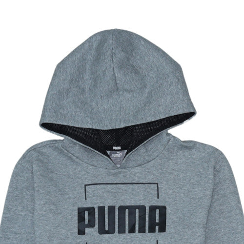 Puma Boys Grey Pullover Hoodie 13-14 Years Regular Fit Fleece Sweatshirt