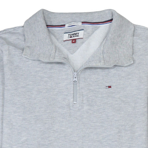 Tommy Jeans Men's Grey Henley 1/2 Zip Sweatshirt Size M
