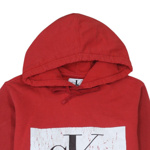 Calvin Klein Jeans Men's Red Pullover Hoodie M Logo Cotton