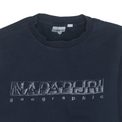 Napapijri Men's Blue Pullover Sweatshirt M Crew Neck Logo