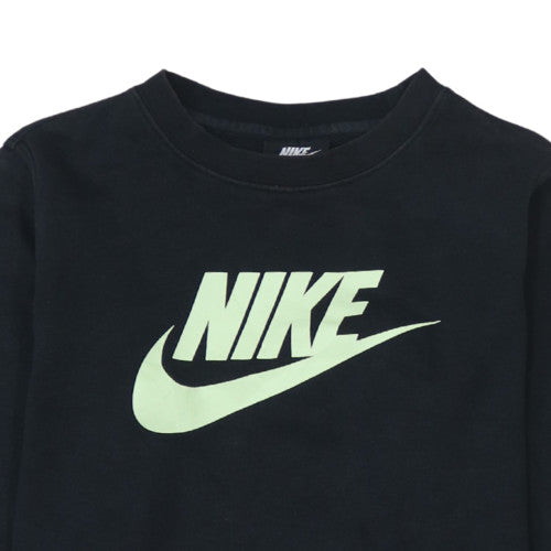 Nike Teens Black Cotton Blend Pullover Sweatshirt L 147-158cm Logo