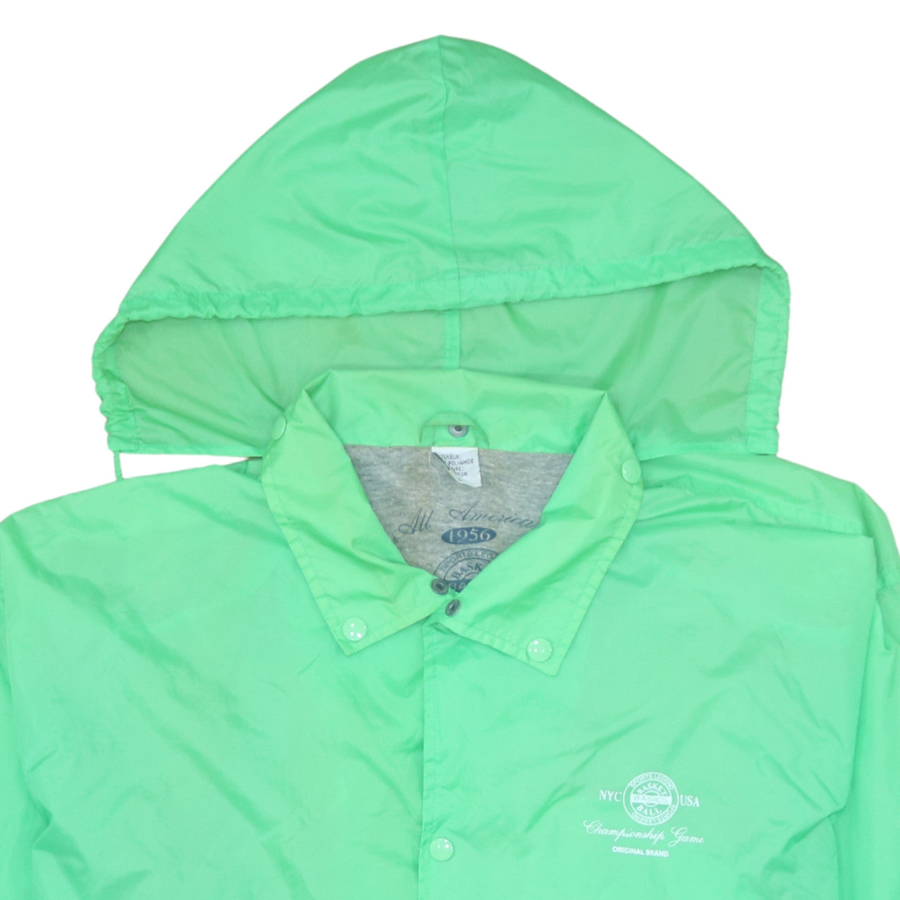 All American Men's Green Hooded Windbreaker Jacket L Sports College Style
