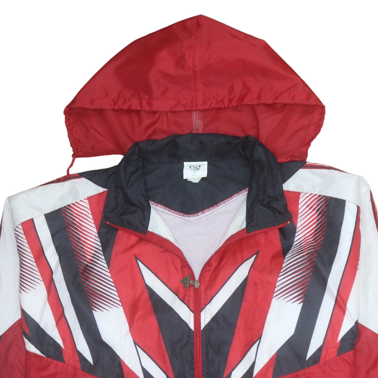 JAKO Men's Red XL Retro 90s Hooded Windbreaker Jacket