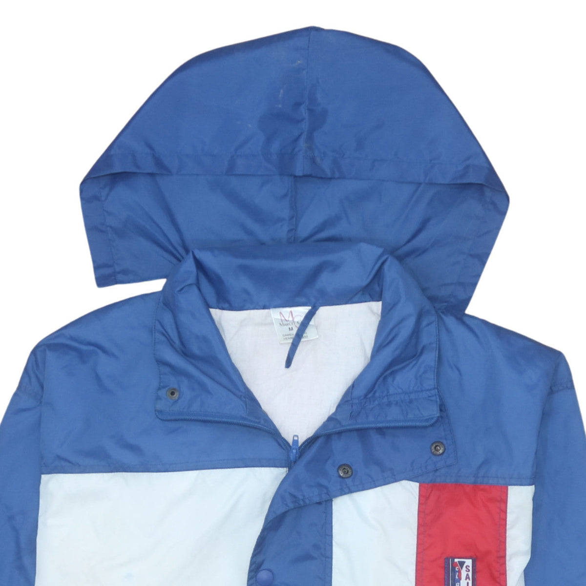 Marcel Clair Men's Blue Windbreaker Hooded Jacket Size M Retro Outdoor