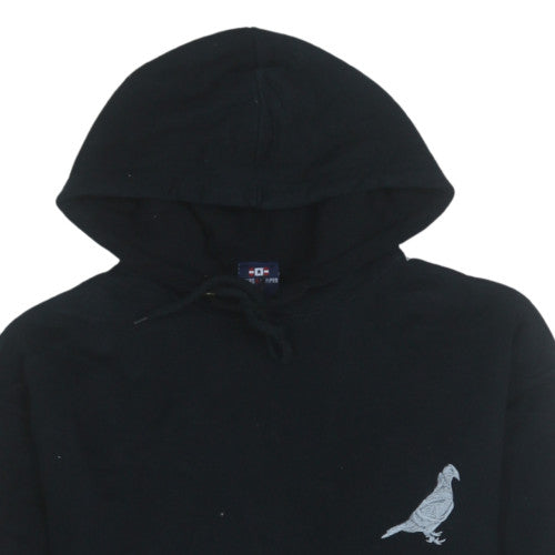 Stars & Stripes Men's Black Medium Pullover Hoodie with Embroidered Bird