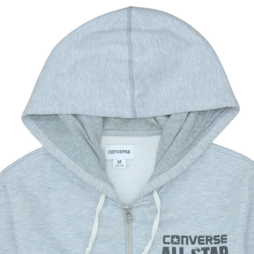 Converse Men's Grey Full Zip Hoodie M Fleece Lined All Star Sweatshirt