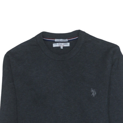 U.S. Polo Assn. Mens Charcoal Grey Marl Cotton Crew Neck Sweatshirt L