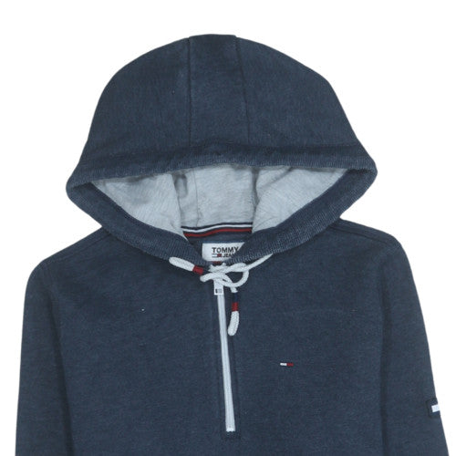 Tommy Jeans Men's Blue Small 1/4 Zip Pullover Hoodie