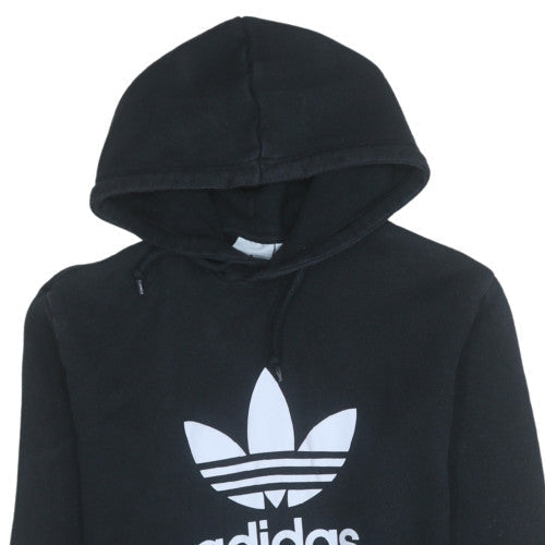 Adidas Mens Black Pullover Hoodie M Logo Fleece Sweatshirt