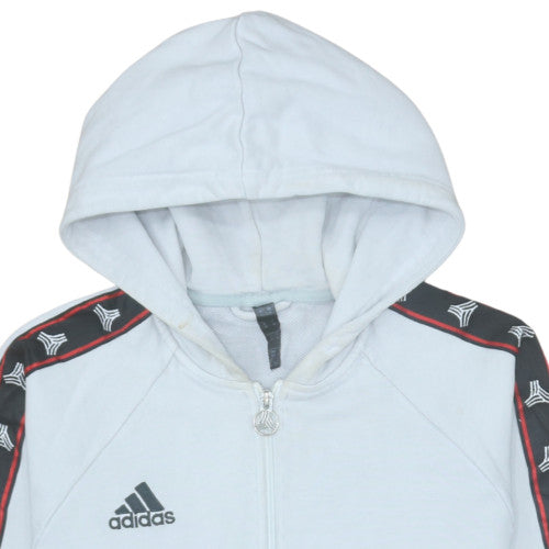 Adidas Men's White Full Zip Hoodie Medium Graphic Tape Style