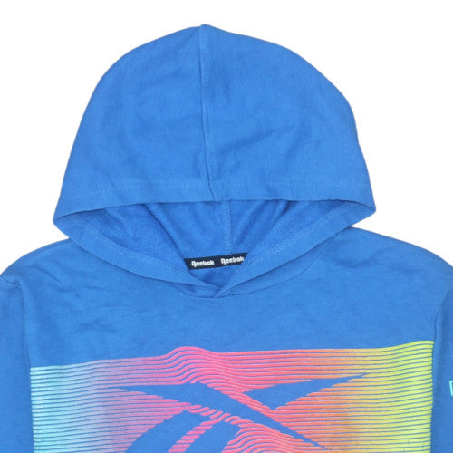 Reebok Girls Blue Pullover Hoodie 14 Years Sports Graphic Hooded Sweatshirt