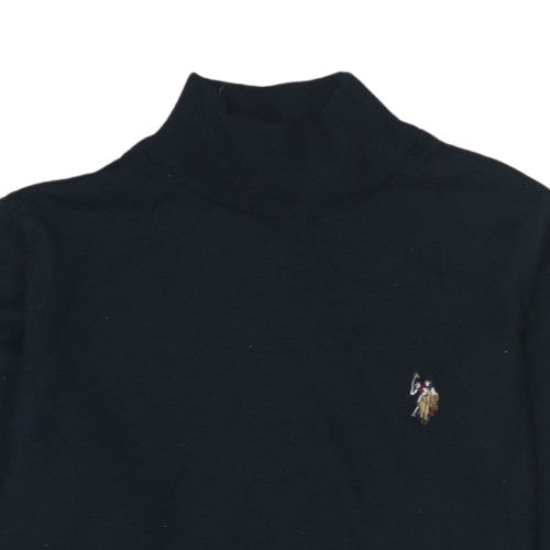 U.S. Polo Assn. Men Black Roll Neck Cotton Pullover Jumper M