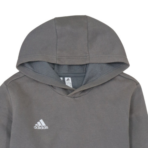 Adidas Boys Grey Pullover Hoodie 13-14 Years Fleece Lined Classic Fit