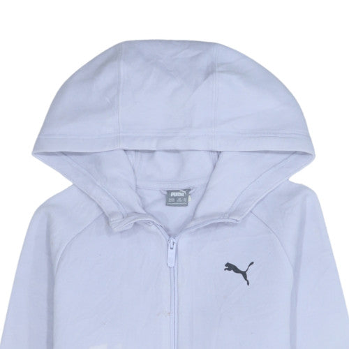 Puma Girls White Full Zip Hoodie 15-16 Years Sportswear Cotton Blend