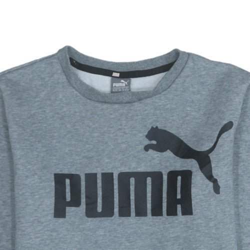 Puma Boys Grey Pullover Sweatshirt 13-14 Years Crew Neck Fleece Logo