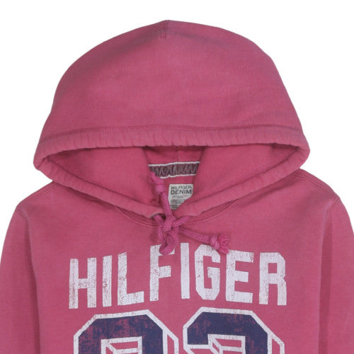 Tommy Hilfiger Women Pink Hoodie Medium Pullover Cotton Blend Casual