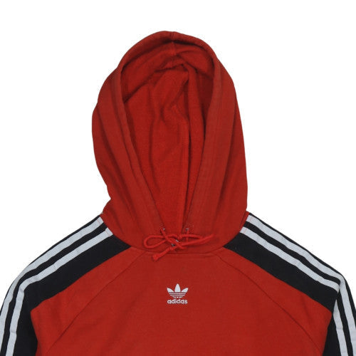 Adidas Womens Red Hooded Pullover Sweatshirt Size 6 with Stripe Detail
